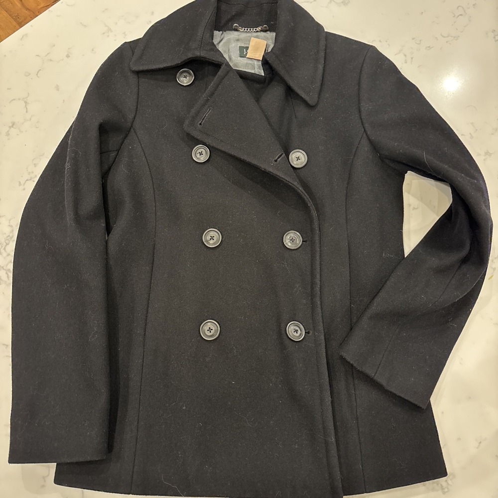 VTG J.Crew Women's Wool Peacoat Black Thinsulate Insulated Winter Coat SZ SM